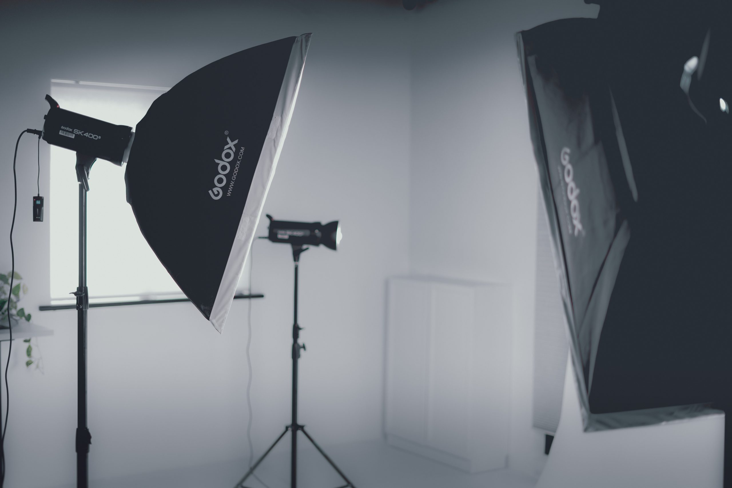 Professional lighting equipment in a photo studio
